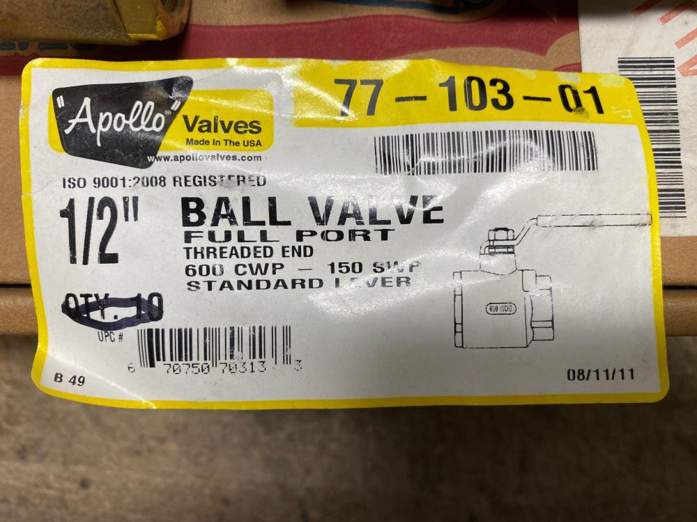 Lot (10) Apollo 1/2" NPT Bronze Ball Valves Full & STD Port 77-103-01, 70-103-01